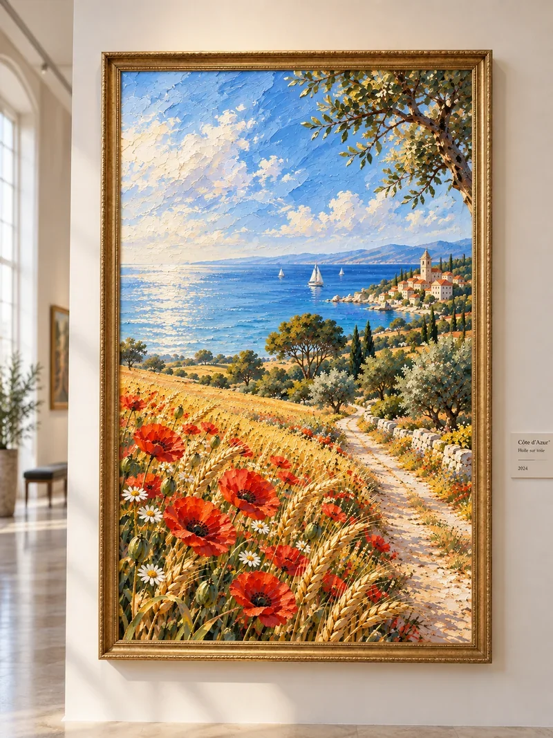Tableau Côte d’Azur dans son cadre doré