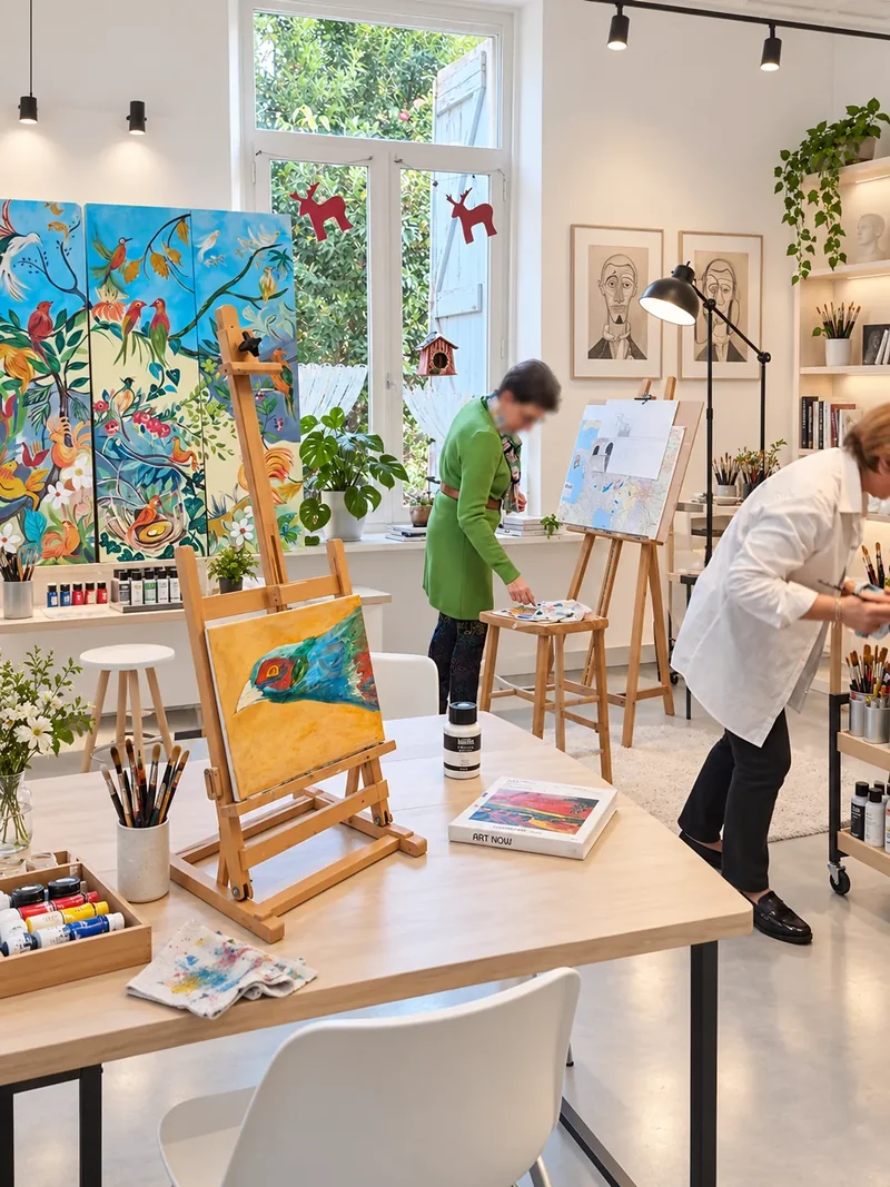 Élèves peignant dans l’atelier de Lavaur